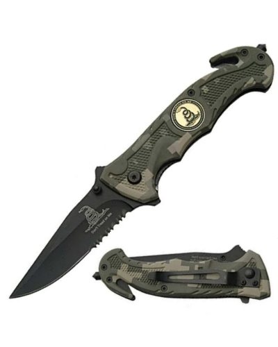 camo Gadsden Dont Tread On Me spring assist knife